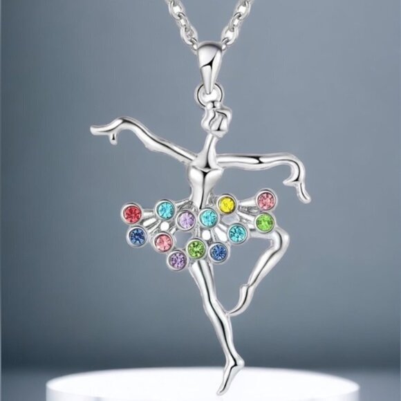 Ballerina Dancing Necklace Pendant Chain Creative Colorful With Gift Pouch - Picture 14 of 15